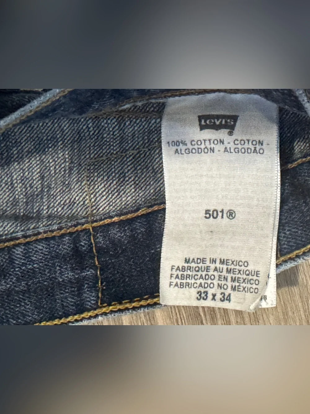 Levi's 501 Men's Dark Blue Button Fly Straight-Leg Denim Jeans Y2K 33x34
